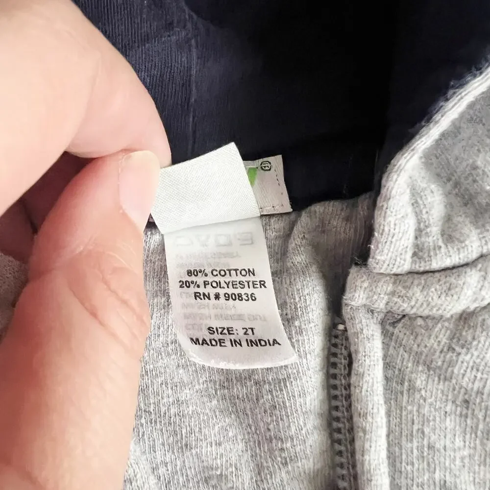 Precious Cargo Size 2T Embroidered Logo Gray Zip Up Hoodie Sweatshirt